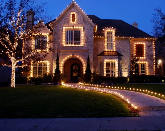 Beautiful House with Christmas Lights